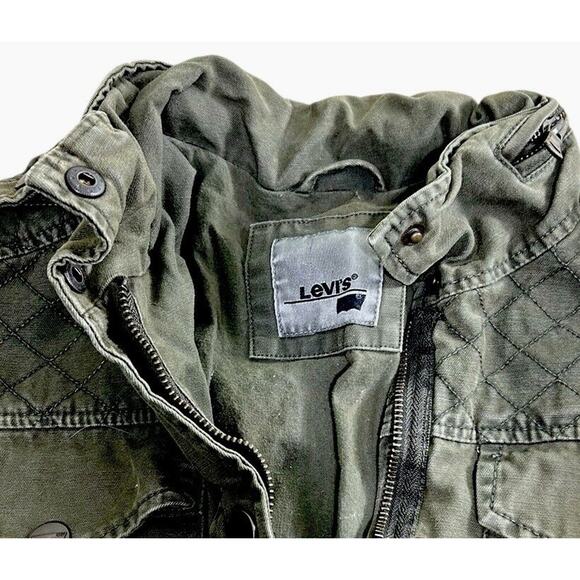 Levi's Women's Jacket Size Small Army Green Cotton Button Front Utility Style - Picture 3 of 6